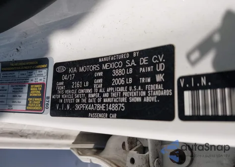 2017 Kia Forte Lx from USA, damaged, VIN 3KPFK4A78HE148875